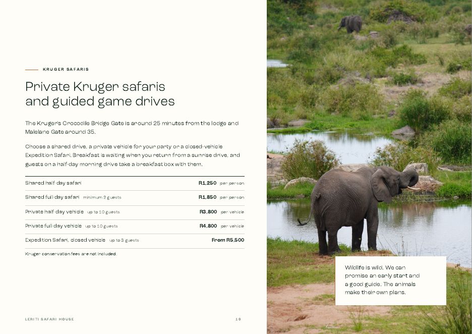Kruger safaris page